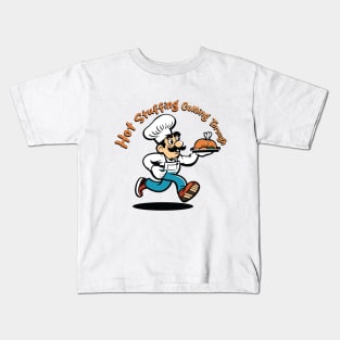 Hot Stuffing Coming Through | Cartoon Chef Running | Thanksgiving Shirt Kids T-Shirt